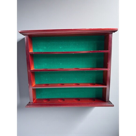 Vintage Mahogany Display Case Green Felt 16 Slot Round Divots - Picture 4 of 16